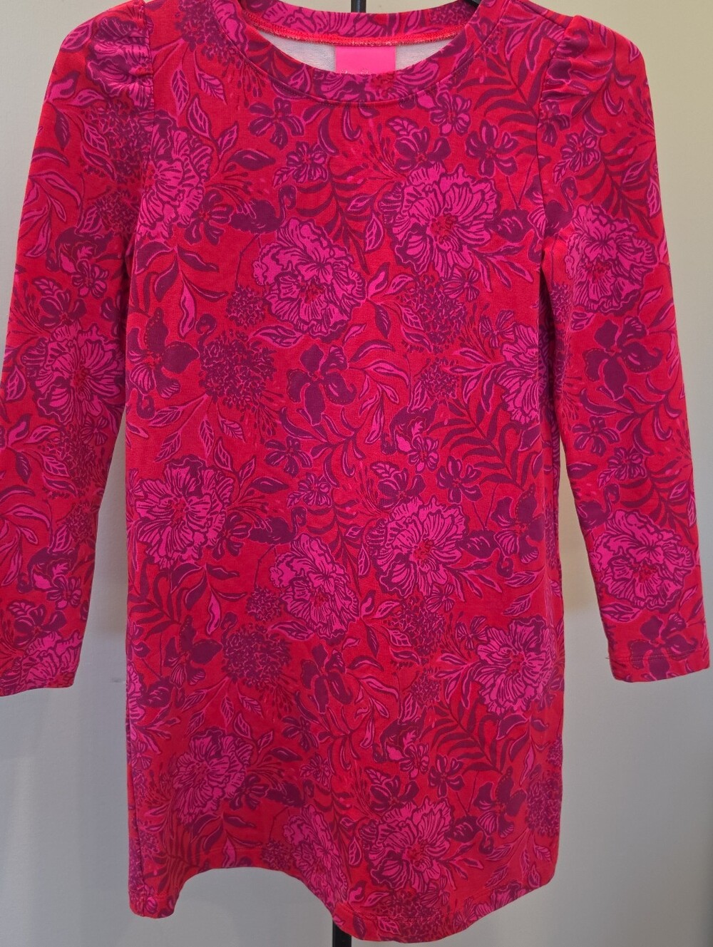 Lilly Pulitzer Girls Mini Jansen Dress Amaryllus Red Secret Hideaway Size M 6-7